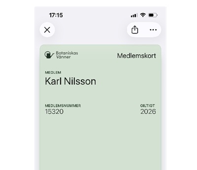 Botaniskas Vänner tar medlemskortet till mobilens plånbok
